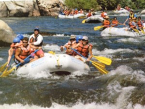 People rafting on a river