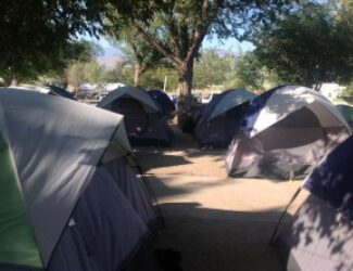 Tents on an open space