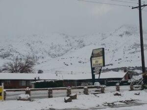 The resort covered in snow